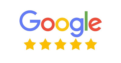 Google logo with 5 stars underneath